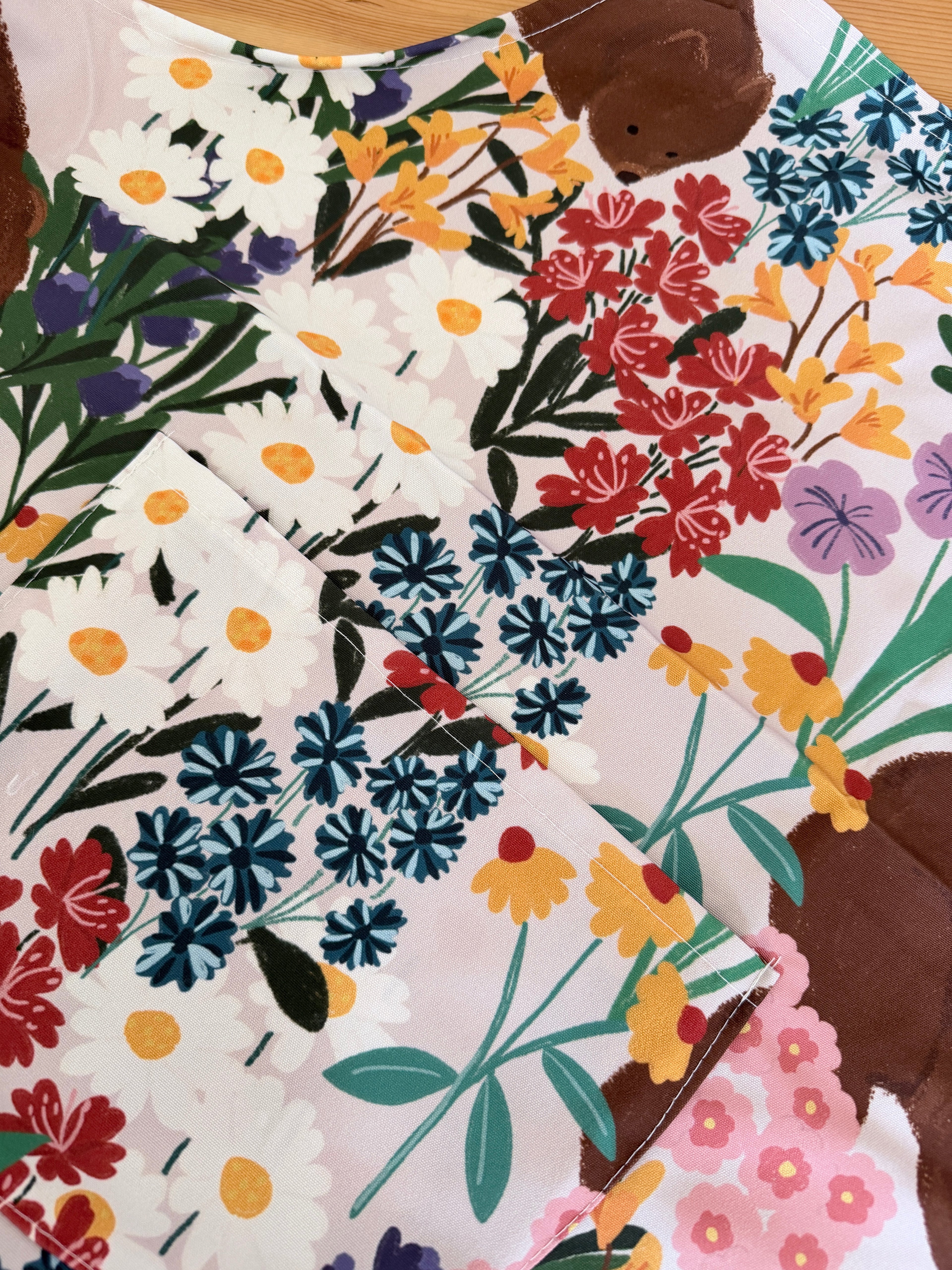 Adult Apron With Pocket - Wombat and Australian Floral  by Suki McMaster (Pack of 2)