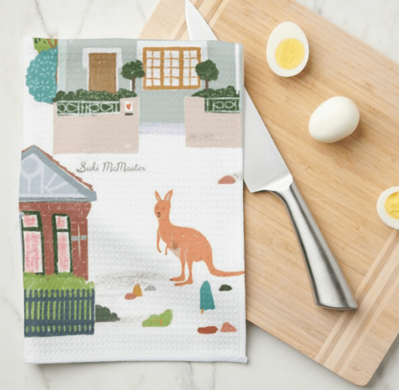 Kitchen Tea Towel - Melbourne Houses by Suki McMaster (Pack of 5)