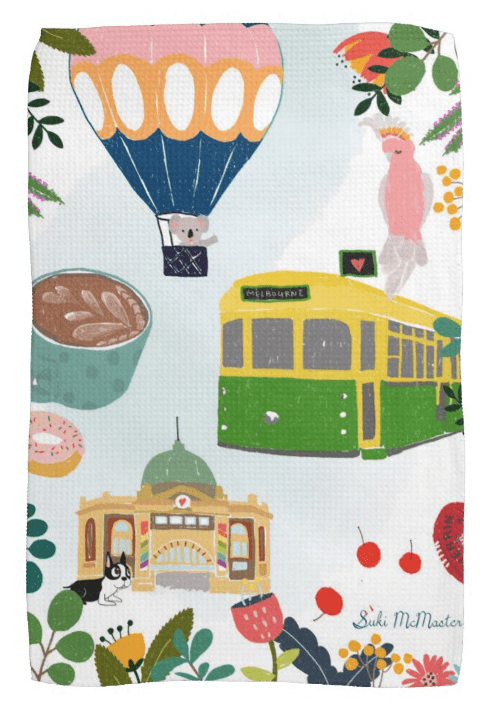 Kitchen Tea Towel - Melbourne Icons by Suki McMaster (Pack of 5)