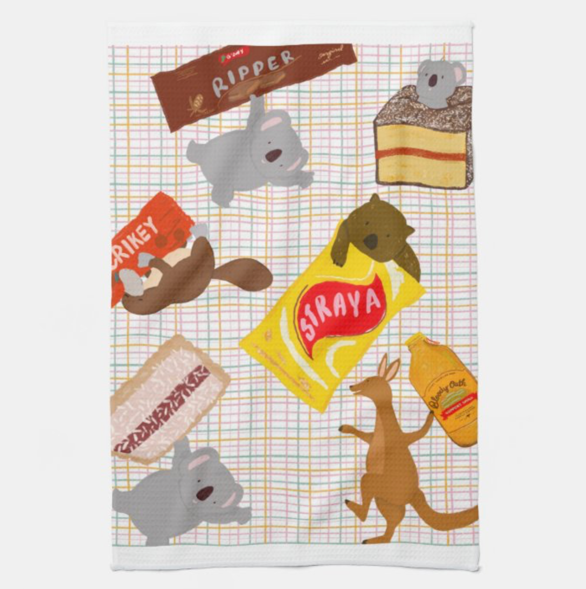 Kitchen Tea Towel - Munchy Munchy Aussie Snacks Icons by Suki McMaster (Pack of 5)