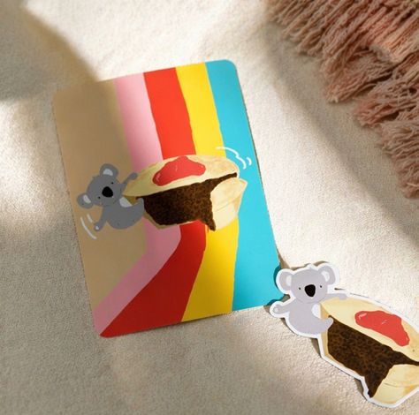 Koala and Meat Pie Postcard & Magnet (Pack of 5)