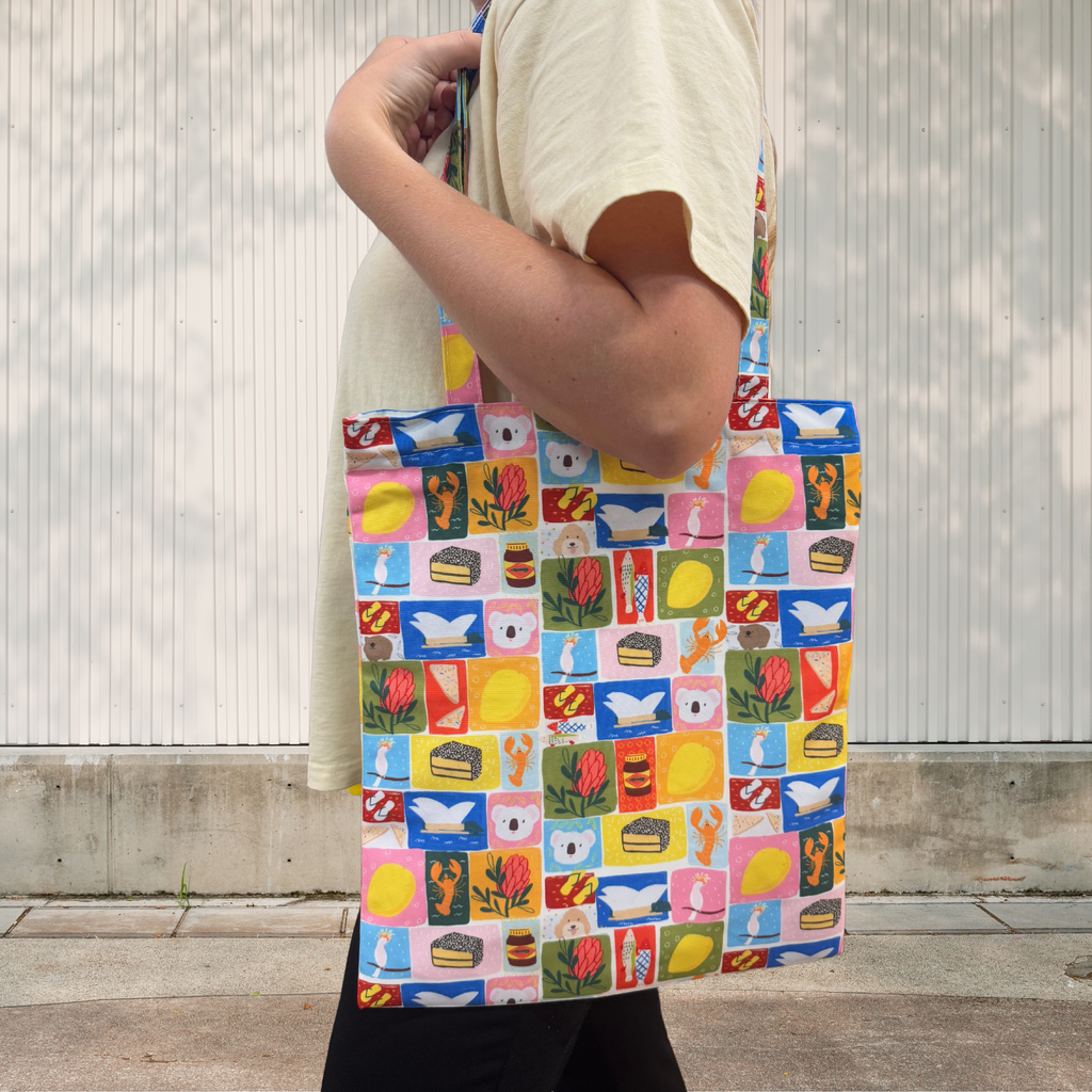 Tote Bag with Zipper and Pocket - Aussie Icons (Pack of 3)