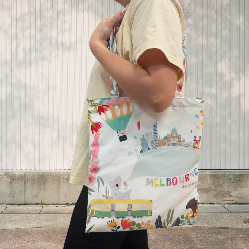 Tote Bag with Zipper and Pocket - Melbourne Icons (Pack of 3)