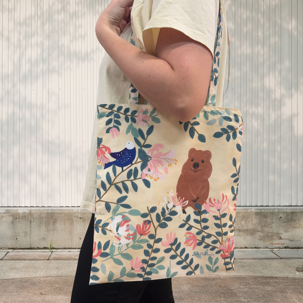Tote Bag with Zipper and Pocket - Quokka (pack of 3)
