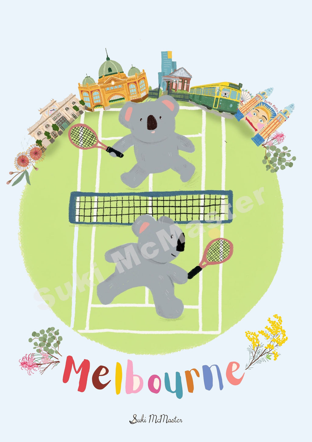 Wall Art Print Melbourne Tennis Koalas (Pack of 3)