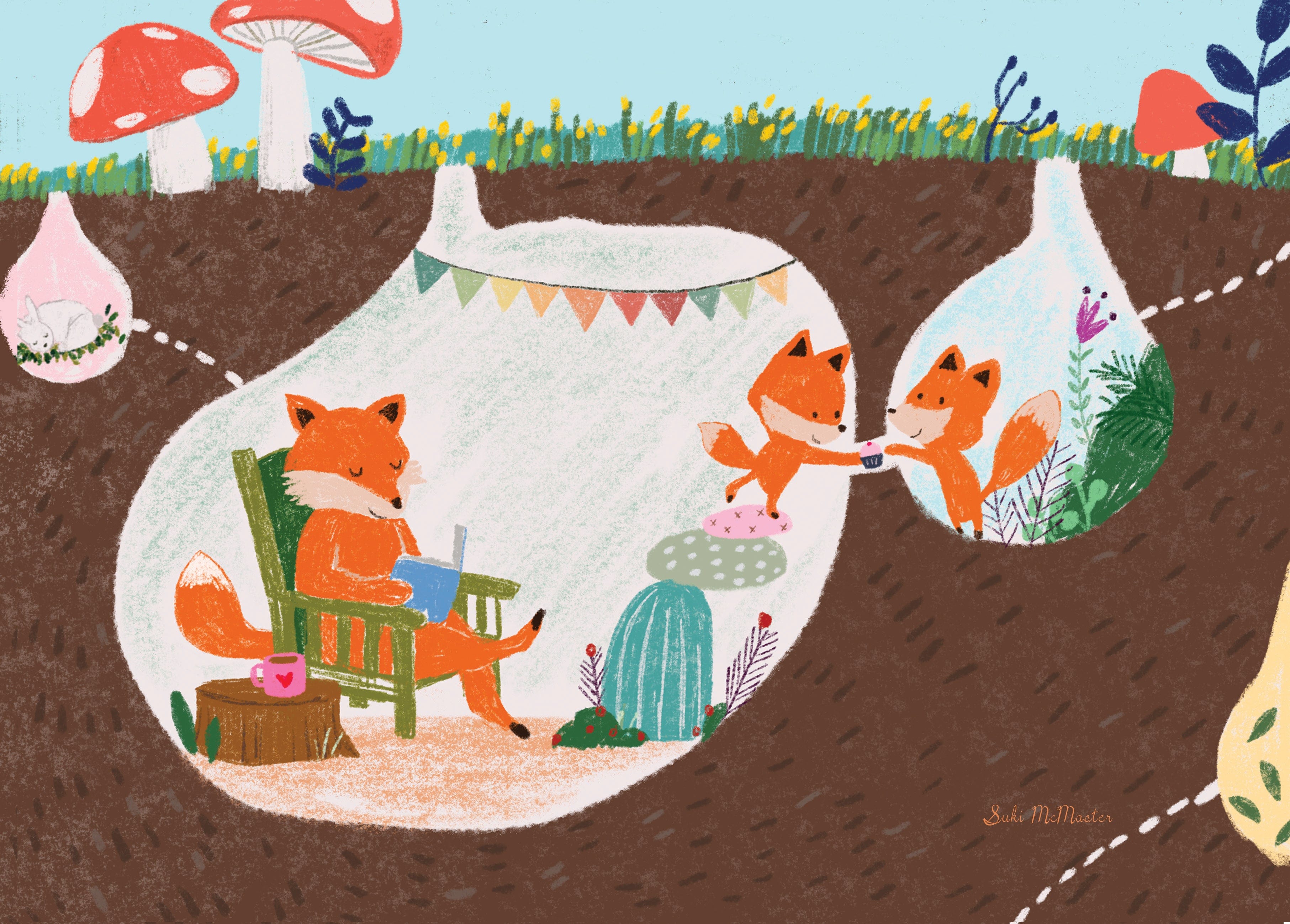 Blank Card - Foxes by Suki McMaster (Pack of 6)