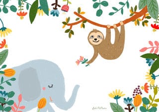 Blank Card - Elephant and Sloth by Suki McMaster (Pack of 6)