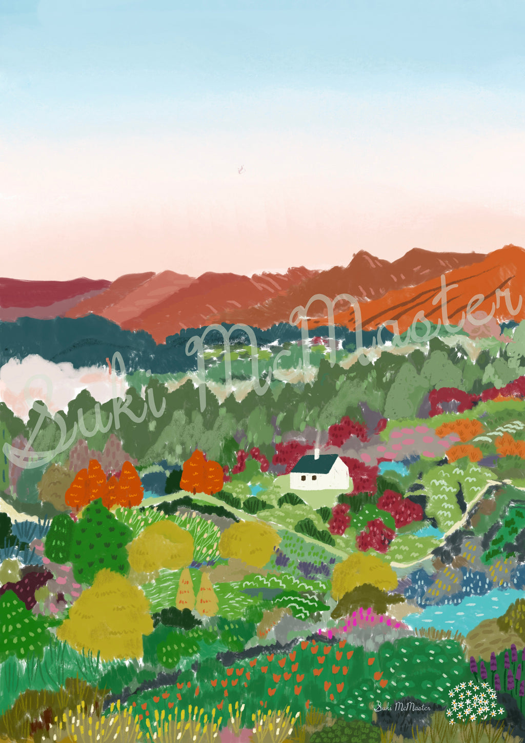 Australian Landscape Wall Art Print - Adelaide Hill (Pack of 3)