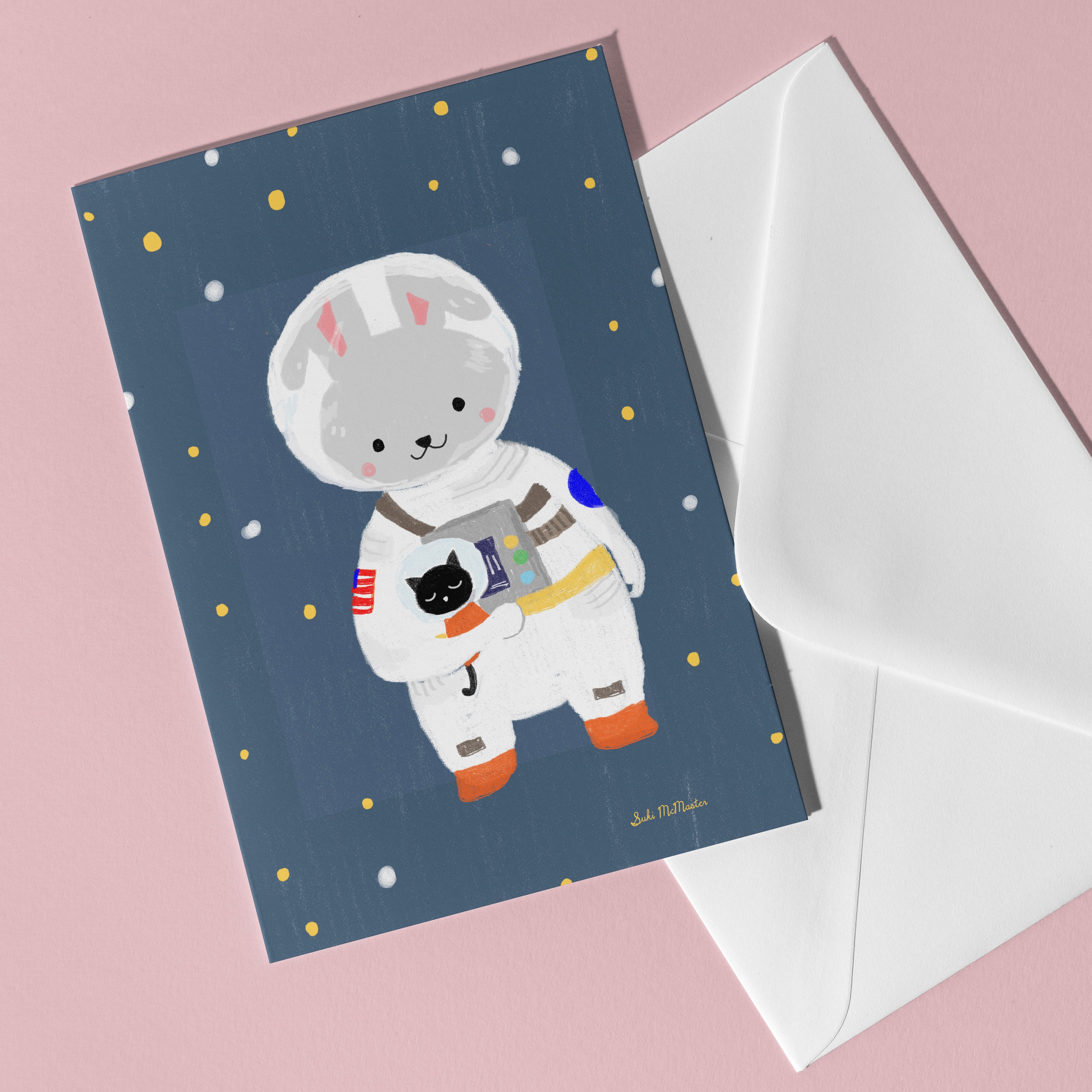 Blank Card - Astronaut and Cat by Suki McMaster (Pack of 6)