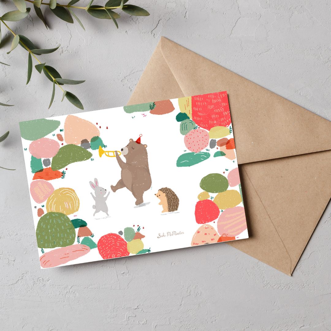 Blank Card - Bear Celebration by Suki McMaster (Pack of 6)