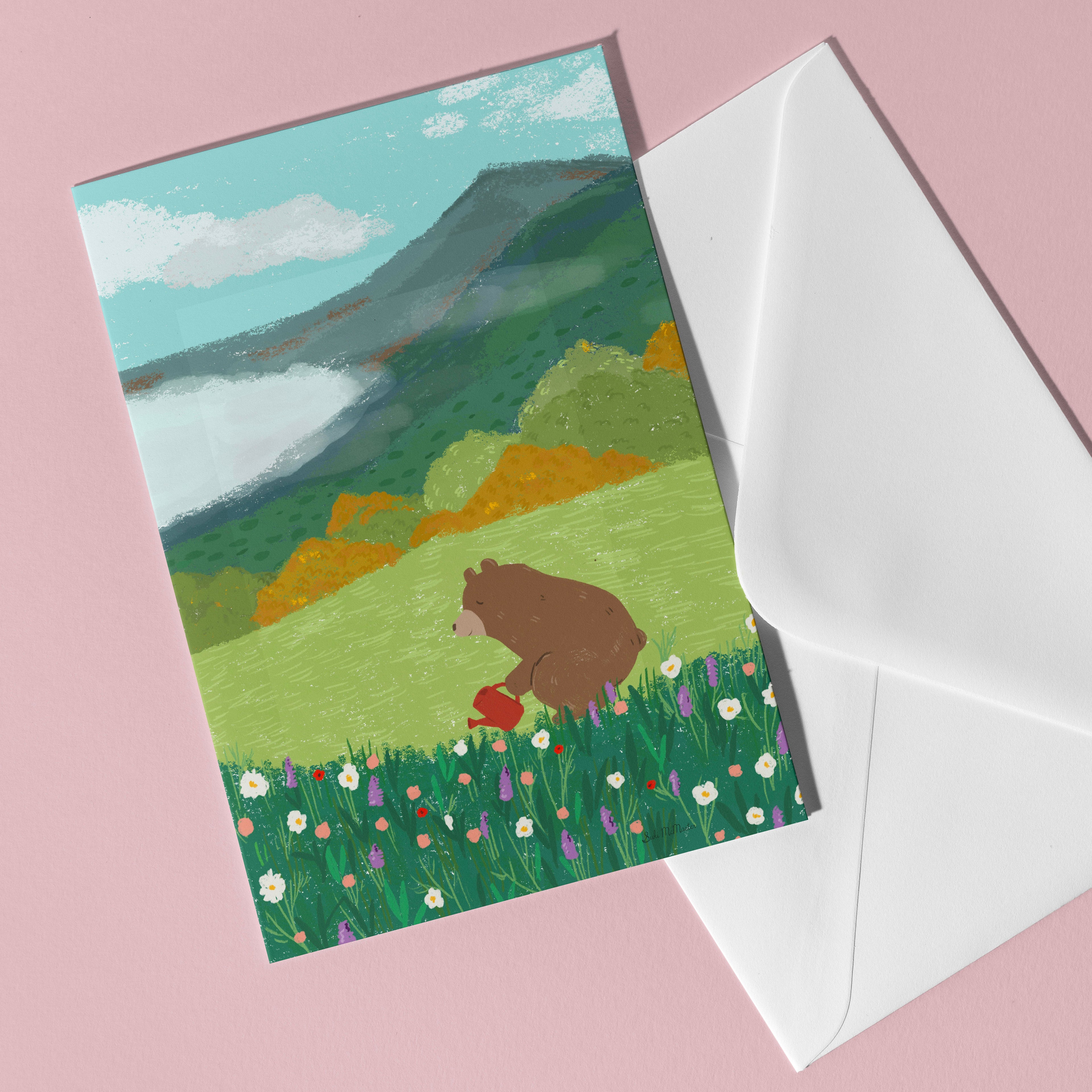 Blank Card - Bear In Bloom by Suki McMaster (Pack of 6)