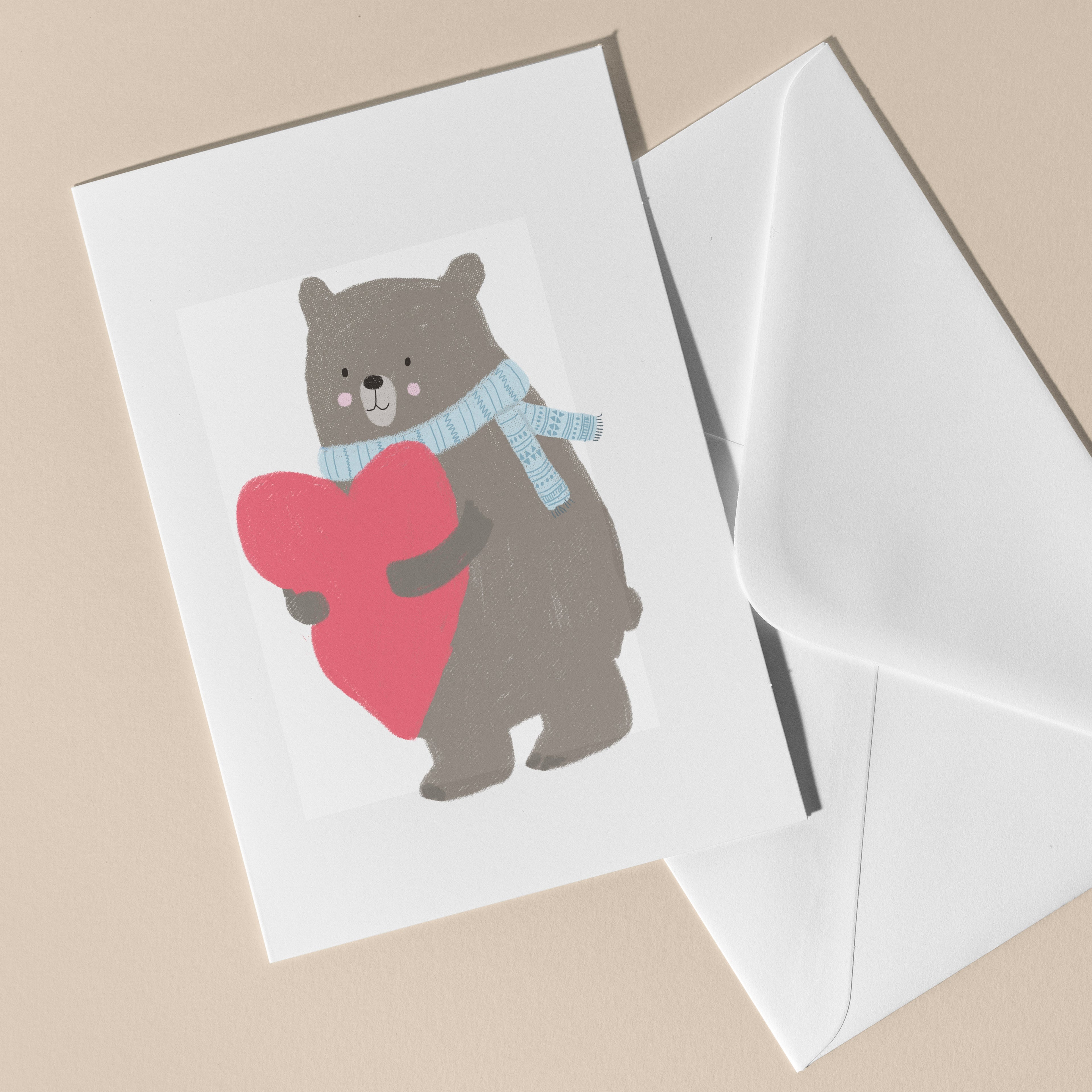 Blank Card - Bear with Heart by Suki McMaster (Pack of 6)