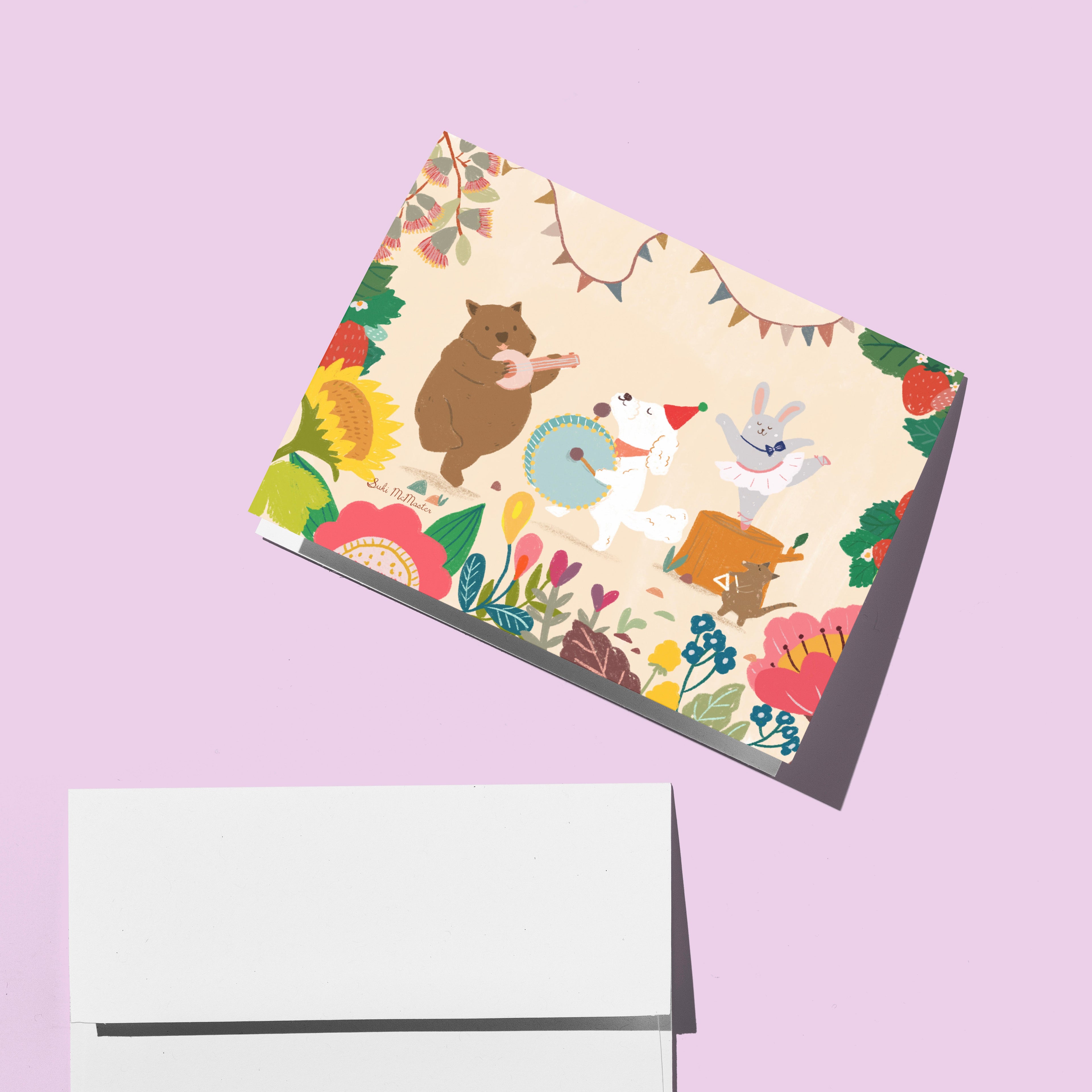 Blank Card - Daisy Party  by Suki McMaster (Pack of 6)