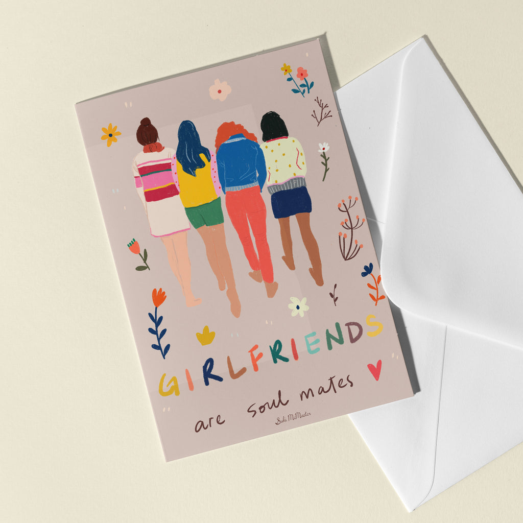 Blank Card - Girlfriends Are Soulmates by Suki McMaster (Pack of 6)