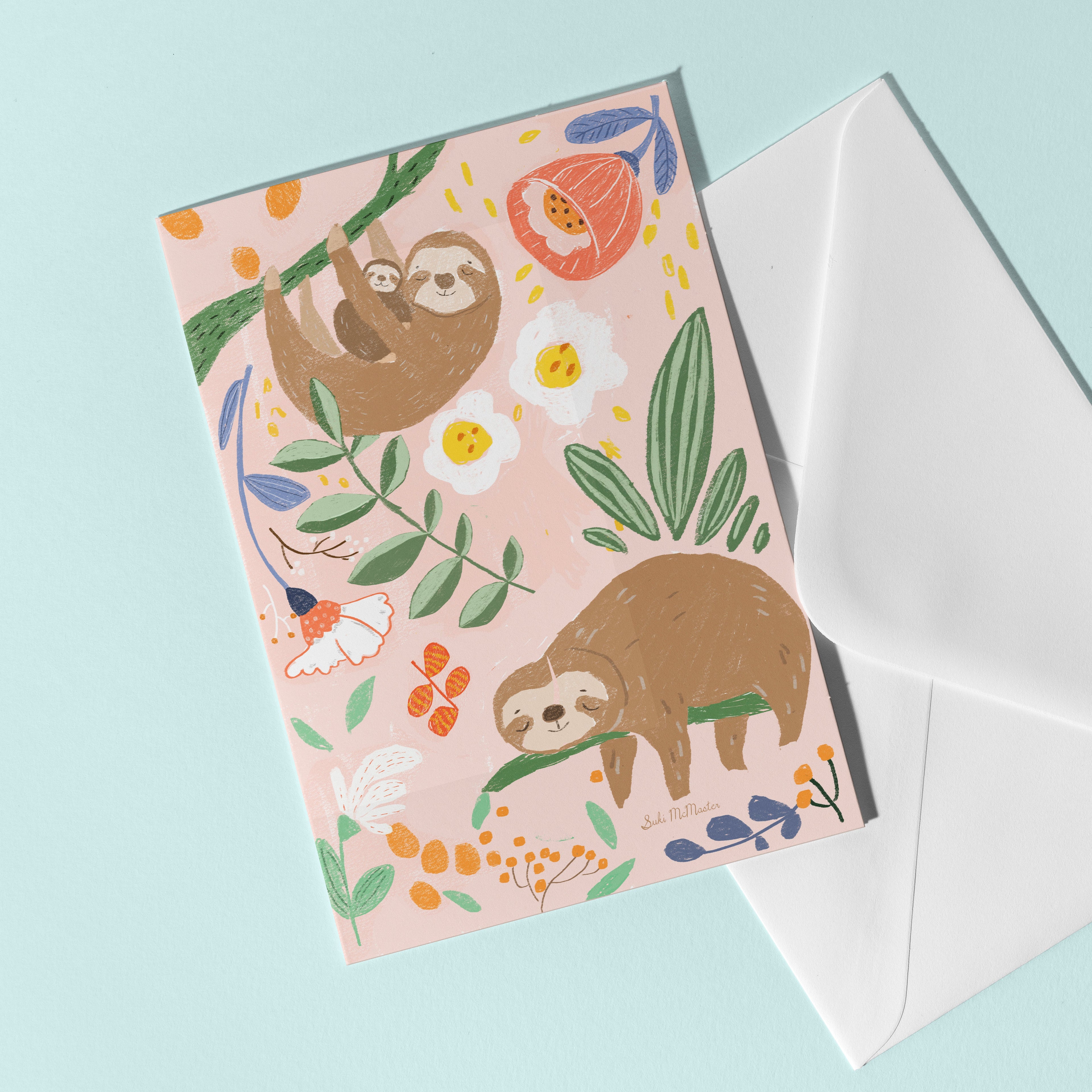 Blank Card - Sloth Family by Suki McMaster (Pack of 6)