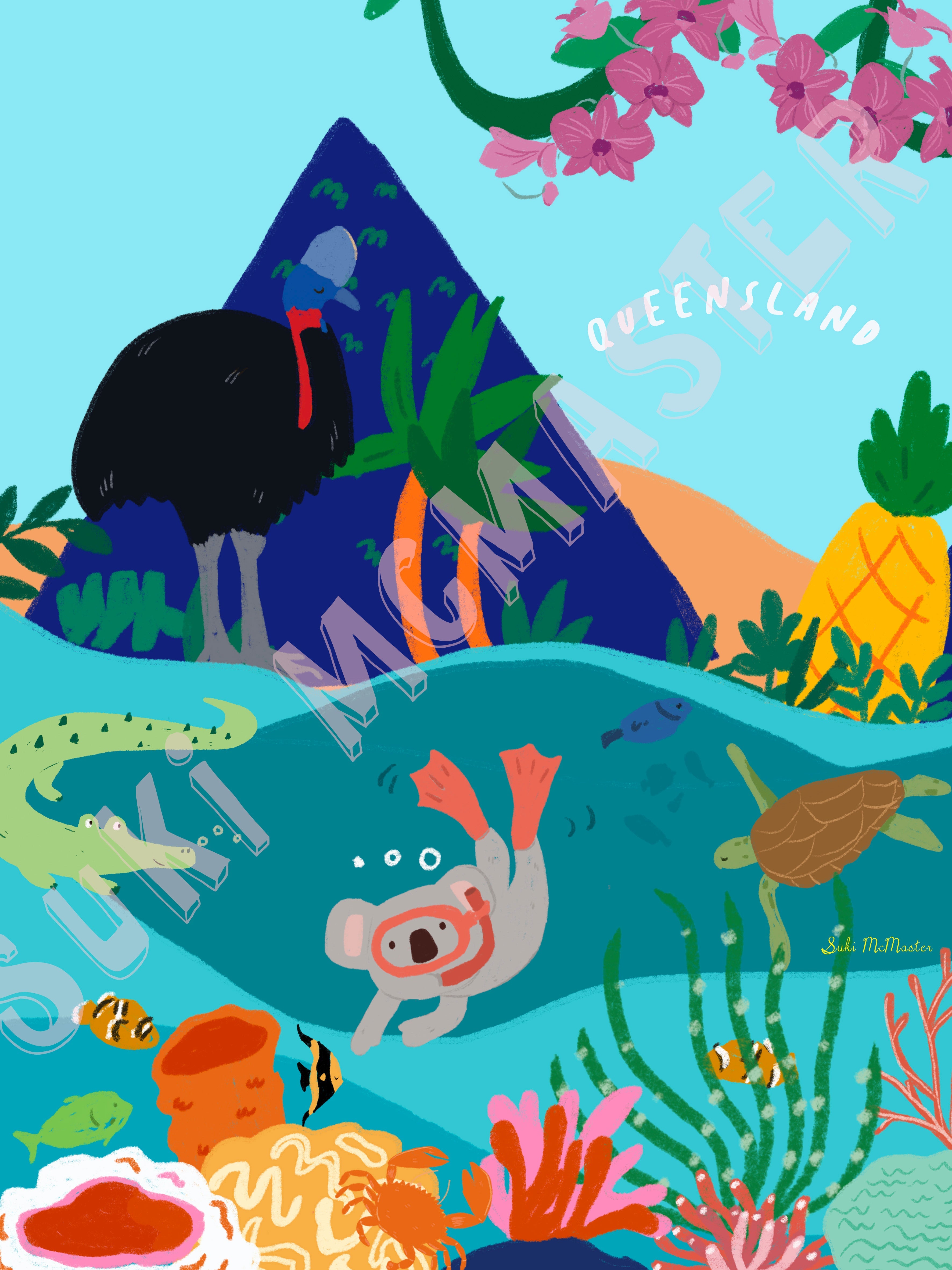 Queensland Adventure Wall Art Print - Tropical Paradise (Pack of 3)