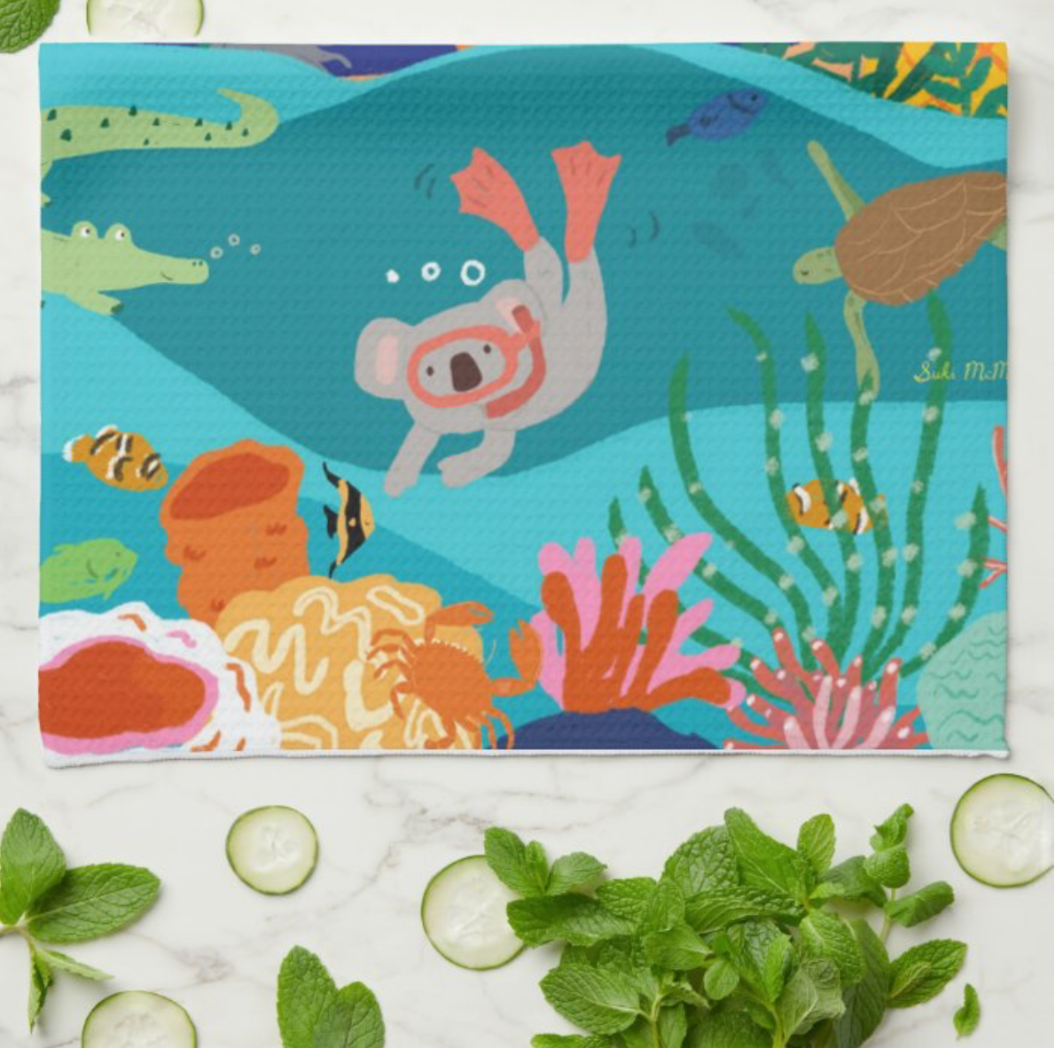 Kitchen Tea Towel - Queensland by Suki McMaster (Pack of 5)