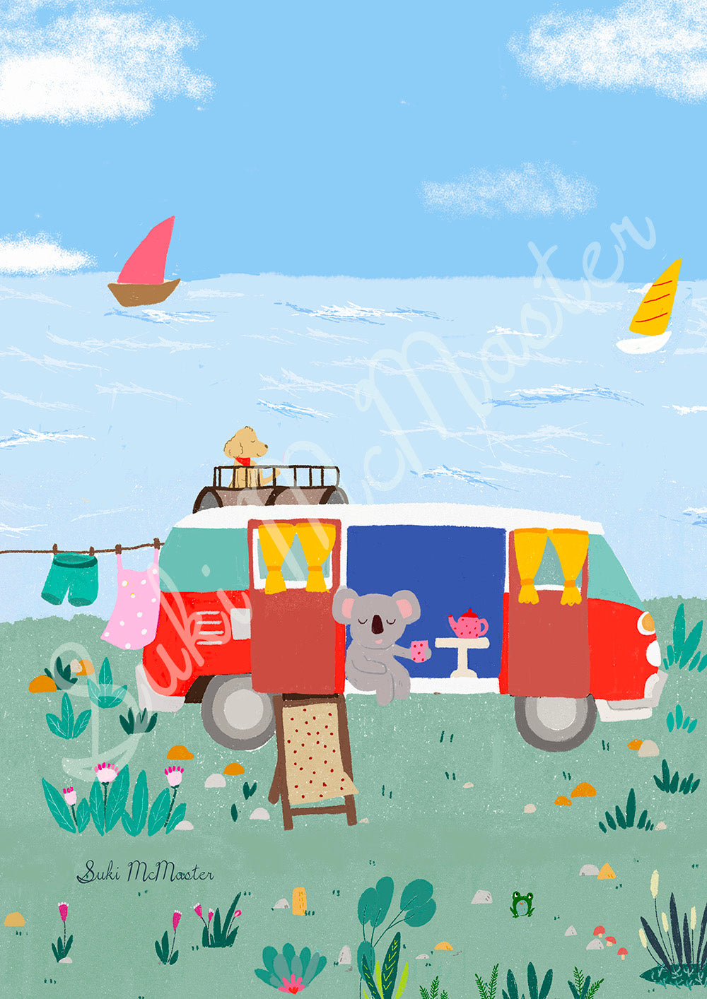 Australian Animal Wall Art Print - Koala and Kombi (Pack of 3)