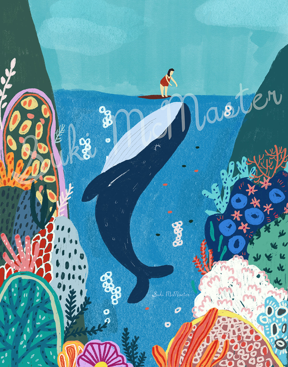 Wall Art Print - Surfer and Whale (Pack of 3)