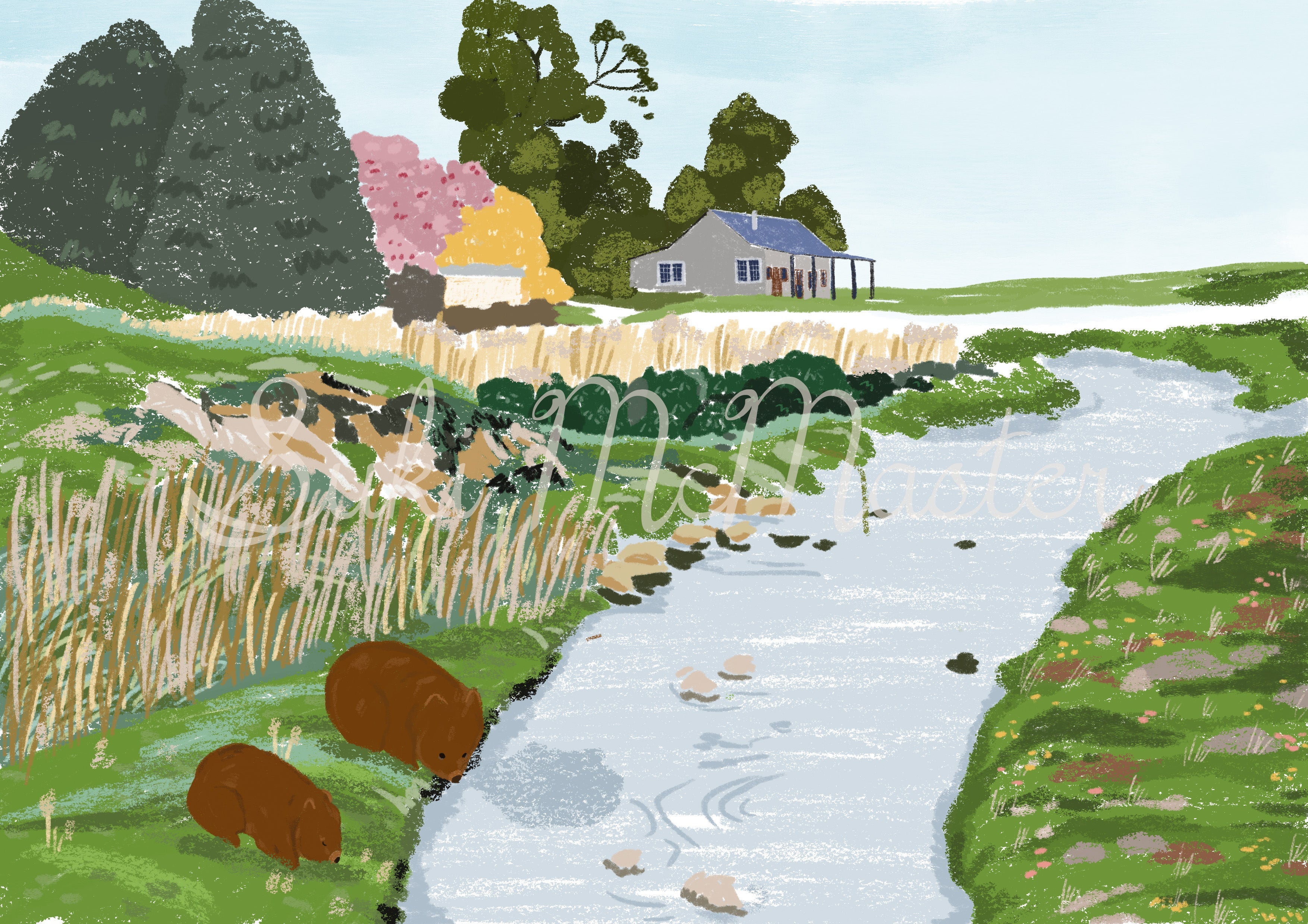 Australian Animal Wall Art - Wombats Family (Pack of 3)