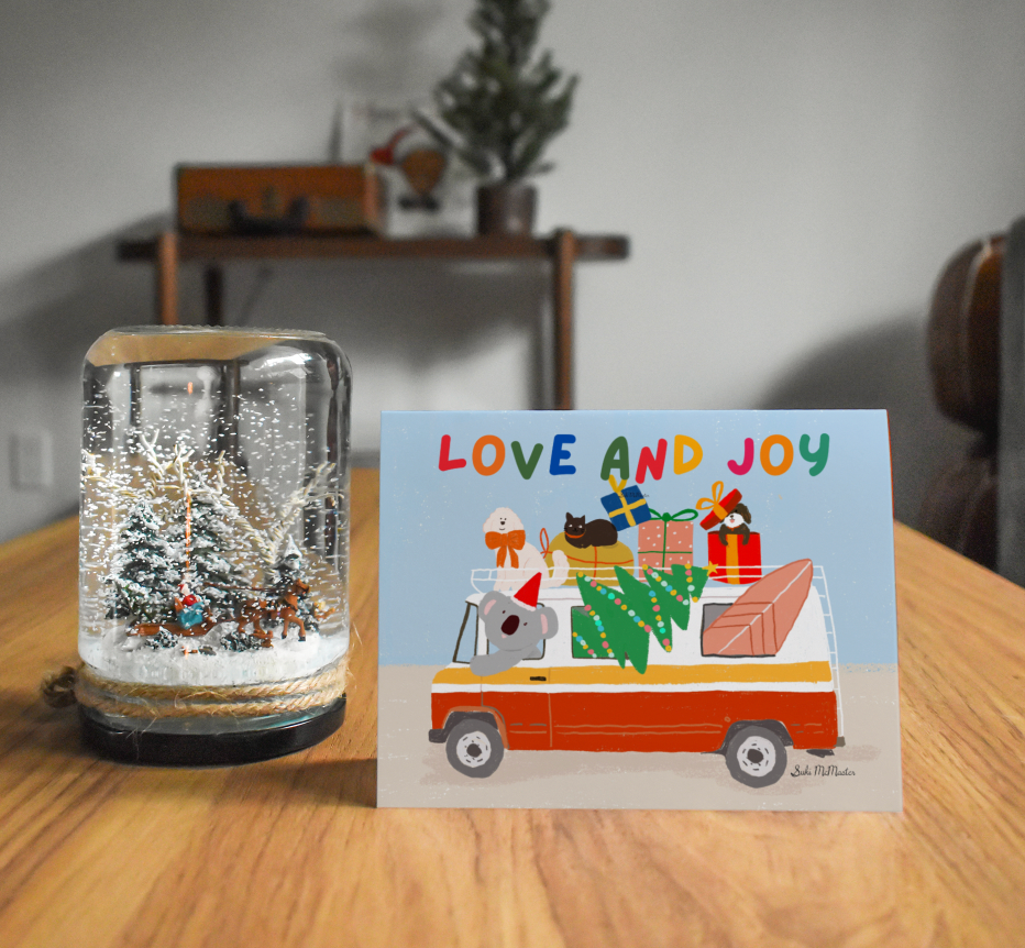 Blank Card - Love And Joy Christmas Card by Suki McMaster (Pack of 6)