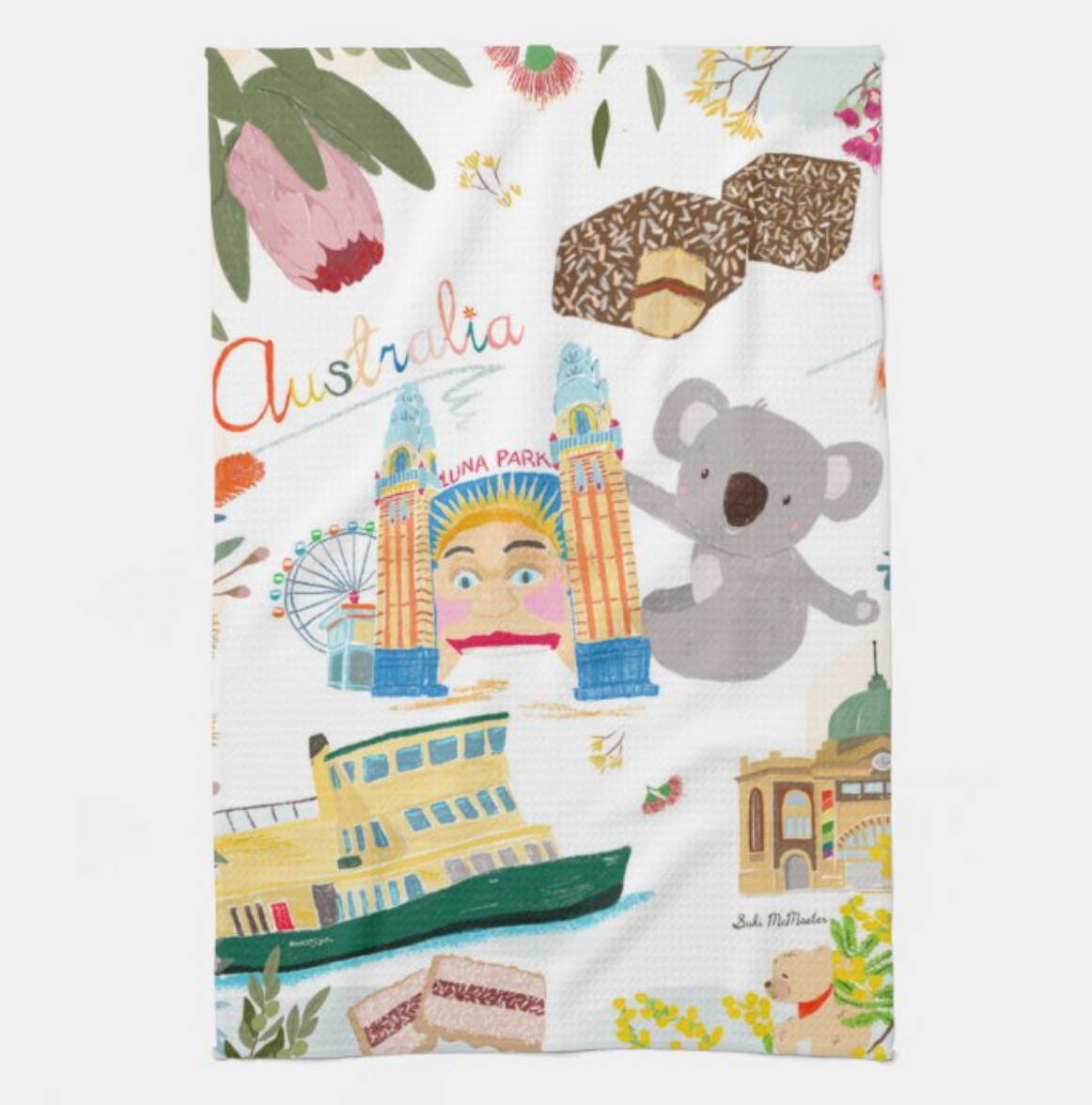 Kitchen Tea Towel - Australiana by Suki McMaster (Pack of 5)