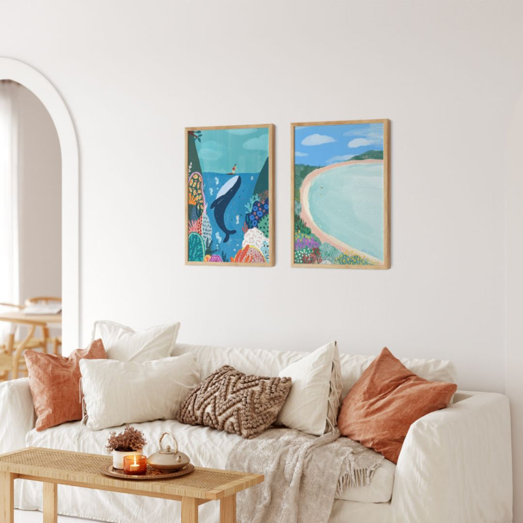 Wall Art Print - Surfer and Whale (Pack of 3)