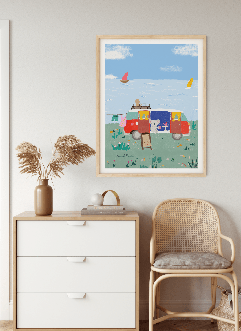 Australian Animal Wall Art Print - Koala and Kombi (Pack of 3)