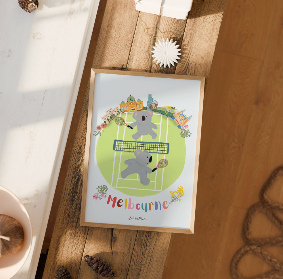 Wall Art Print Melbourne Tennis Koalas (Pack of 3)