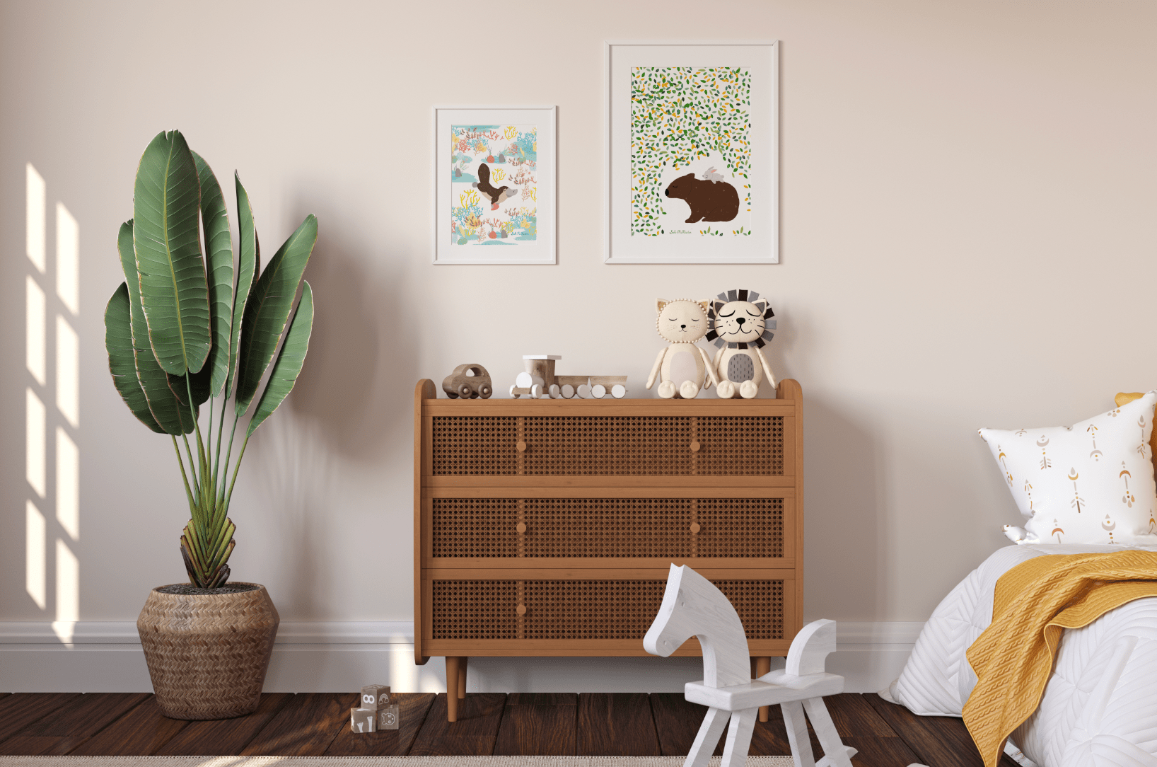 Australian Animal Wall Art Art - Wombat and Rabbit (Pack of 3)